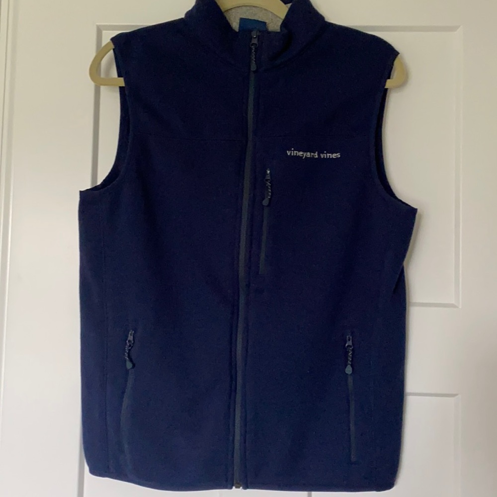 Vineyard vines fleece navy zip up vest